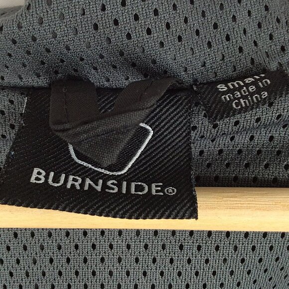 Burnside Hooded Windbreaker Jacket Mens Size Small Black Mesh Lined Full Zip - Picture 7 of 8